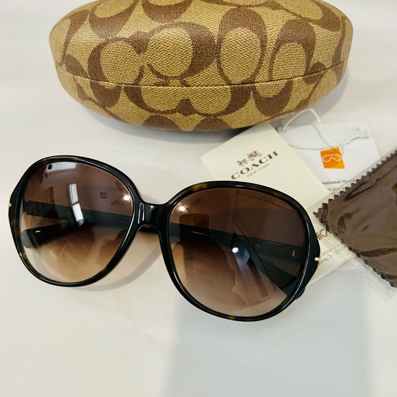 COACH SUNGLASSES BAILEY 8118 500113 60MM TORTOISE FRAME BROWN GRADIENT LENSES - Picture 3 of 7